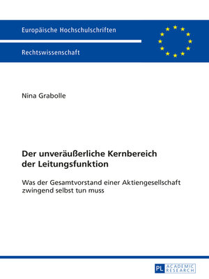 cover image of Der unveraeußerliche Kernbereich der Leitungsfunktion